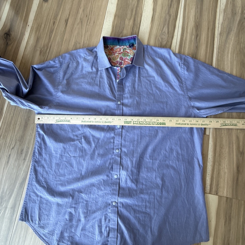 Robert Graham Shirt Men 3XLarge Blue Striped Paisley Cuffs Button Up - Picture 8 of 9